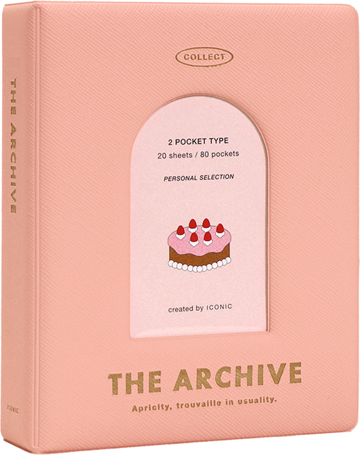 ICONIC Archive 雙格卡冊 照片小卡 拍立得相簿, 02 粉紅色, 20張