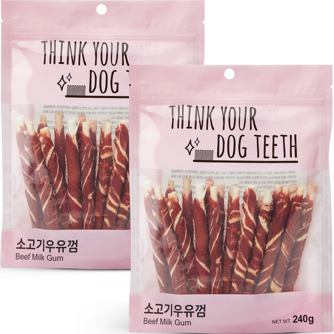 띵크유어도그티 강아지 딩고껌 스틱형 20P, 소고기, 240g, 2개