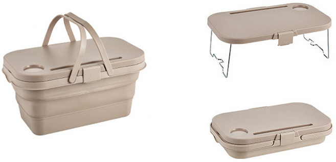 다퍼남 다재다능 아라다 2in1 피크닉 캠핑박스 + 테이블 세트, 베이지, 1단, 1세트