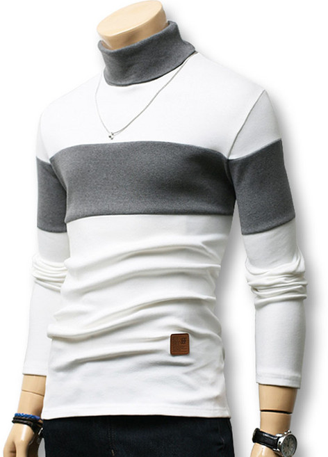블루포스 남성용 터틀 기모 에슈비 목폴라 긴팔 티셔츠
