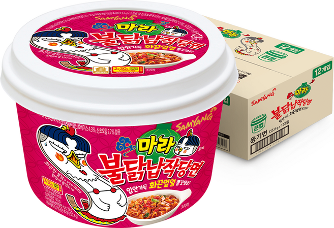 삼양 식품 마라불닭 납작당면, 12개, 155.6g