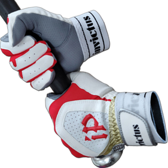 인빅터스 야구 배팅 장갑 양손용, 레드 + 그레이, 1개