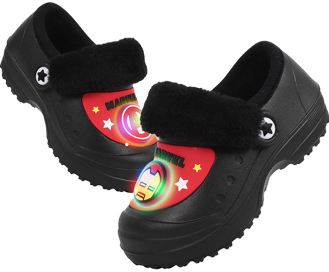 프로월드컵 아동용 아이언맨 젝키 라이팅 방한 실내화