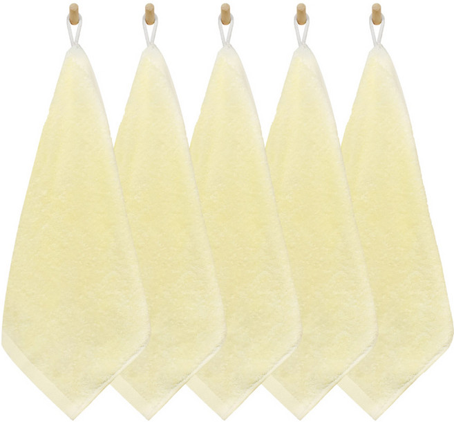 쥬련제작소 40수 코마사 고리수건, 옐로우, 5개