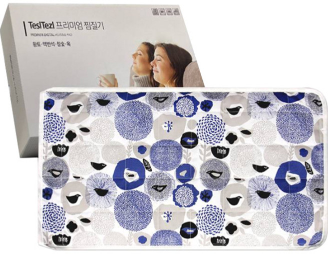 테슬테즐 북유럽풍 온열 전기 찜질기, TEZ-500, 블루블라썸퀼팅