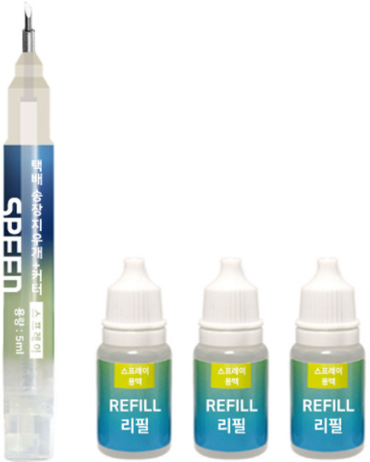 다다 택배 송장 스프레이 지우개 커터 랜덤발송 + 리필 3p 세트, 1세트