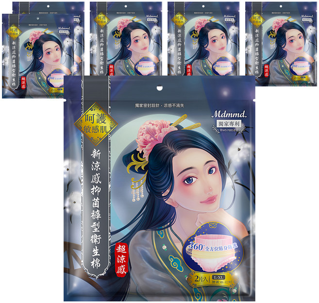 Mdmmd. 明洞國際 後宮超涼感系列 新涼感抑菌褲型衛生棉, L~XL, 2片, 6包