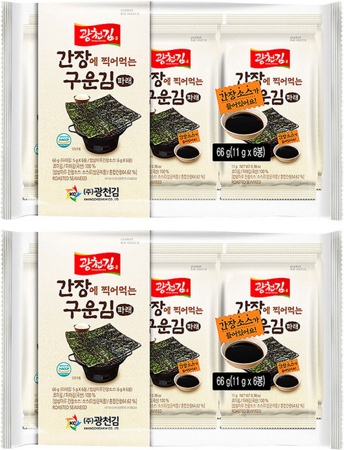 광천김 구운파래 도시락김 5g + 간장소스 6g, 11g, 12개