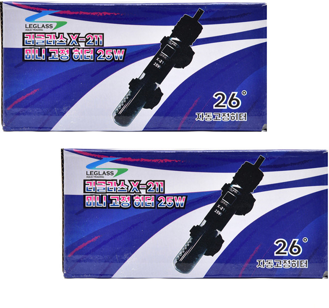 리글라스 관상어용 미니 고정 히터 25W X-211, 2개