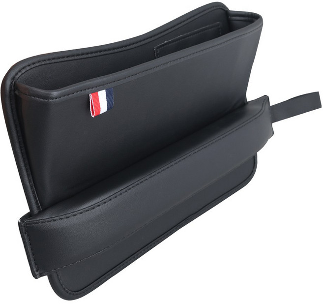 지엠지모터스 차량용 틈새 가죽 사이드 포켓 수납함, 블랙, 1개