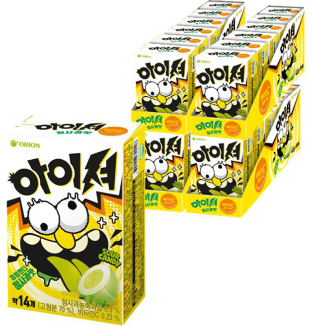 오리온 아이셔 츄잉캔디 청사과맛, 42g, 24개