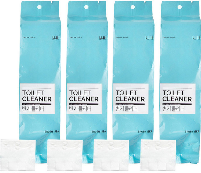 리릿 변기 클리너 리필 브러쉬 15개입, 화이트, 4개
