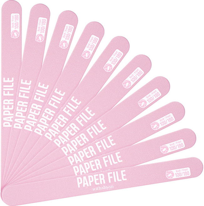 위드샨 자연 네일 페이퍼 파일 100/180, 10개, 혼합색상