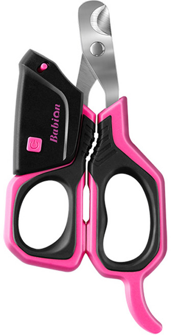 바비온 LED 안전 반려동물 발톱깎이 027R 68 x 140 mm, 블랙 + 핑크, 1개