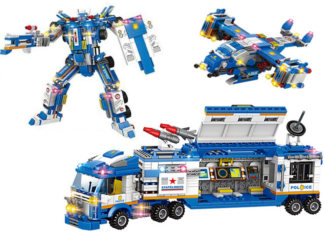 경찰 로봇 합체 8in1 872피스 레고호환블록, 혼합색상, 1개