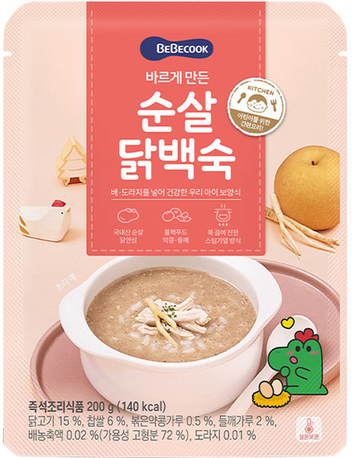 베베쿡 바르게 만든 순살 닭백숙, 200g, 1개