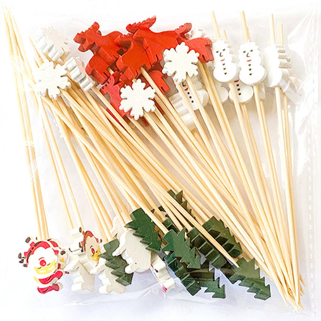 대나무 크리스마스 도시락 픽 12cm MP069, 100개입, 1개