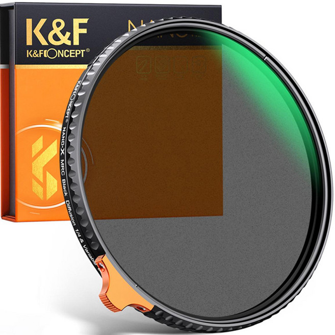 K&F CONCEPT NANO X 黑柔焦 1/4 + 可變 2in1 鏡頭濾鏡 8K AGC Glass 套組 49mm, ND2-ND32(可變濾鏡)