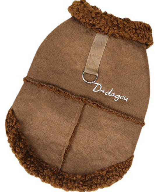 티티펫 강아지 옷 무스탕 패딩, 브라운, 1개