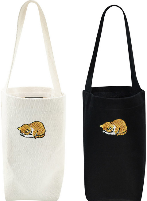 옥스타 텀블러백 졸린 치즈냥 자수 베이직 타입 2종 세트