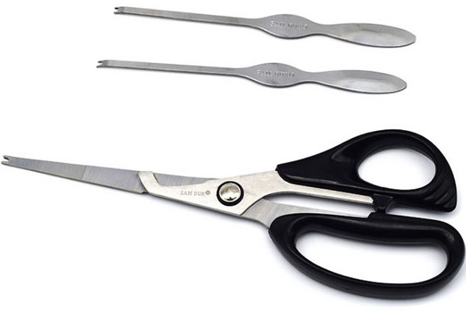 삼덕 업소용 게 가위 + 게살 전용 포크 2p 세트, 혼합색상, 1세트