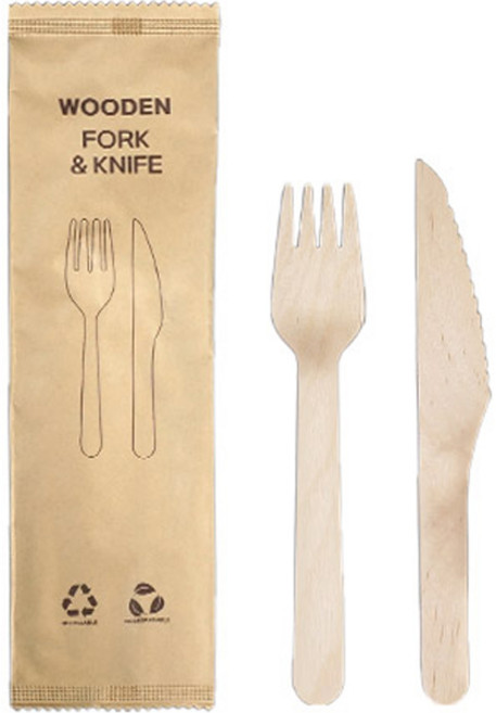 일회용 우드 포크 + 나이프, 500개, 1세트