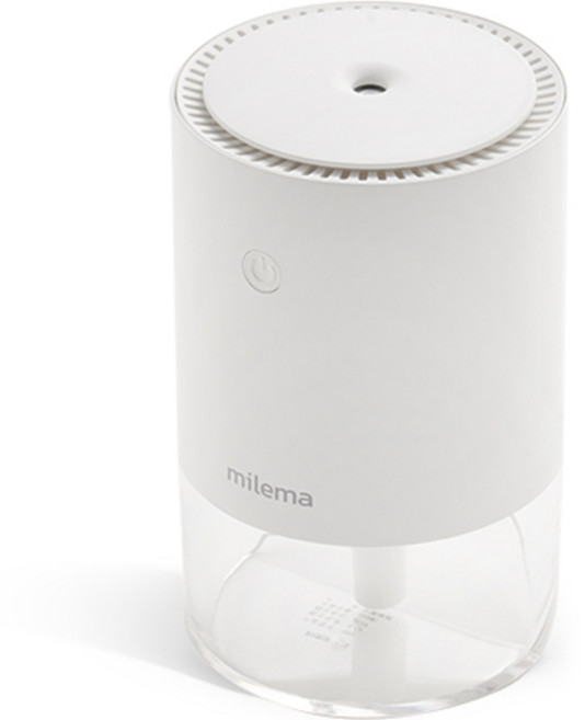 밀레마 듀얼각도 조절 무드등 미니 무선 가습기, M-04003W, 화이트