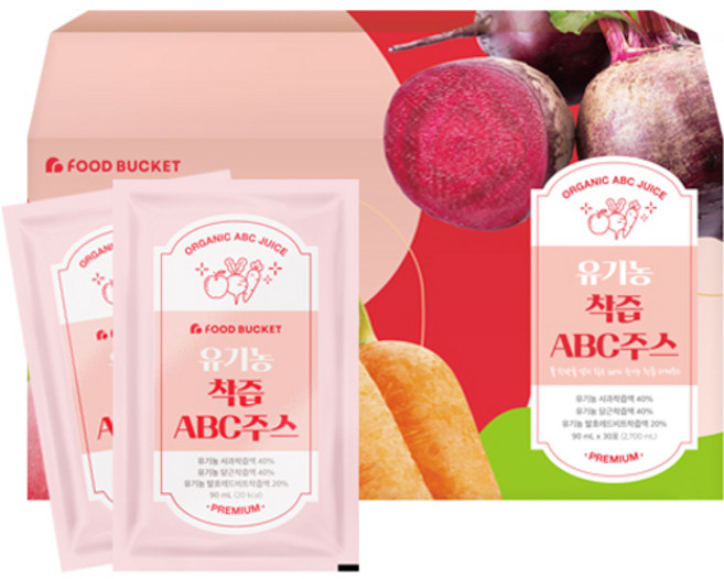 푸드버킷 유기농 NFC 착즙 ABC주스, 90ml, 30개