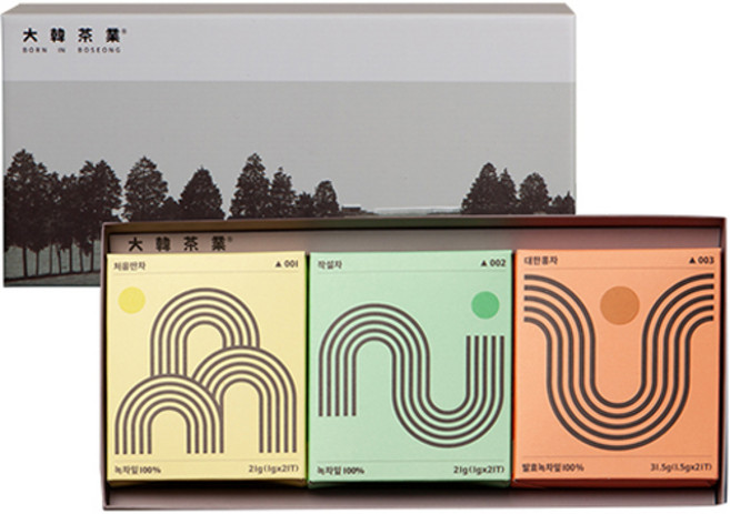 대한다업 시그니처티 3종 선물세트, 처음딴차 1g x 21p + 작설차 1g x 21p + 대한홍차 1.5g x 21p, 1세트
