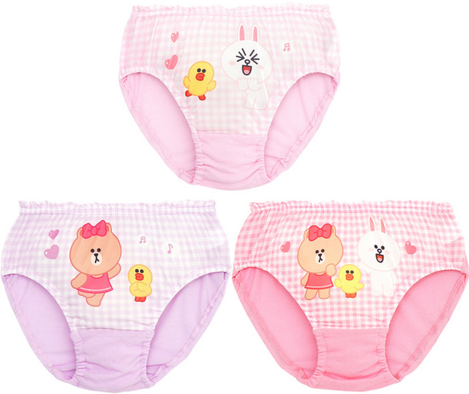 라인프렌즈 여아용 포크팬티 3종 세트