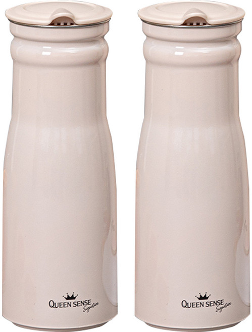 QUEEN SENSE Signature不鏽鋼寬口水壺 2入組, 米色, 1L, 1組