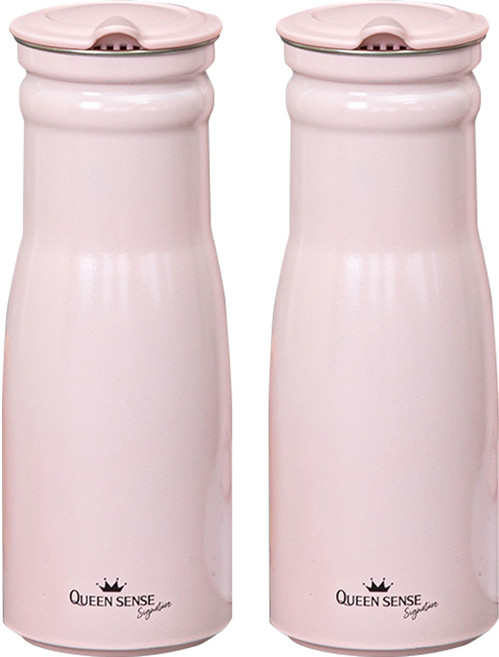 QUEEN SENSE Signature不鏽鋼寬口水壺 2入組, 粉色, 1L, 1組