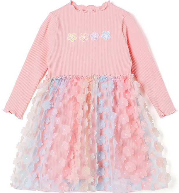 오즈키즈 여아용 살랑꽃잎 긴팔 원피스