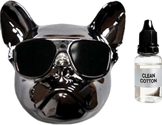 엠퓨처 차량용 불독 방향제 스페이스그레이 + 오일 15ml + 클립 3cm + 오일솜 세트, 클린코튼, 1세트