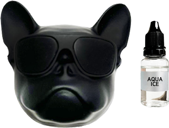 엠퓨처 차량용 불독 방향제 매트블랙 + 오일 15ml + 클립 3cm + 오일솜 세트, 아쿠아아이스, 1세트