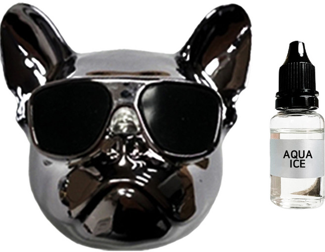 엠퓨처 차량용 불독 방향제 스페이스그레이 + 오일 15ml + 클립 3cm + 오일솜 세트, 아쿠아아이스, 1세트