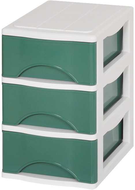 모아시스템즈 포키 서랍장, 다크그린, 3단