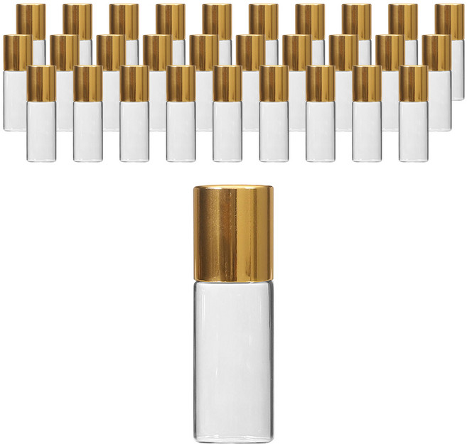 강군샵 롤온 향수 공병 3ml, 30개, 투명(용기) + 골드(캡)