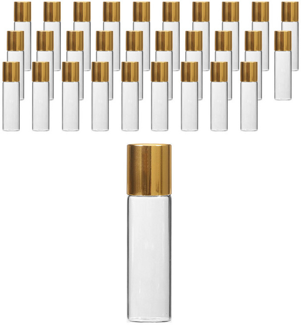 강군샵 롤온 향수 공병 5ml, 30개, 투명 + 골드(캡)