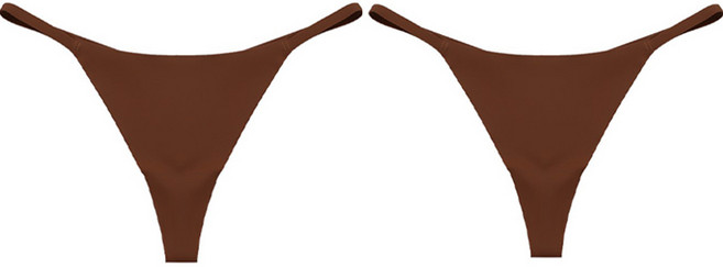 CofV 舒適無縫丁字褲, 2個, 深棕色