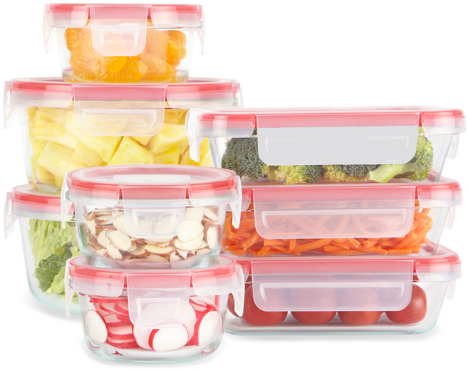 파이렉스 사각 원형 프레쉬락 유리볼 밀폐용기 세트, 1세트, 밀폐용기 원형 236ml x 3p + 950ml x 2p + 직사각 473ml x 3p