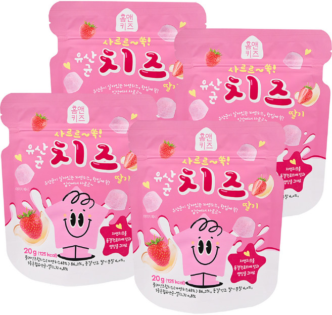HOME&KiDS 乳酸菌優格點心塊, 草莓&起司口味, 20g, 4包