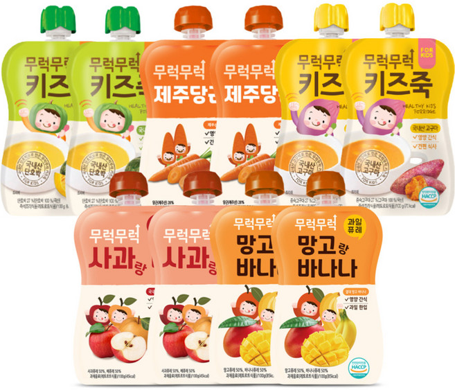 이유케어스 무럭무럭 키즈죽 과일퓨레 알뜰 10팩 고구마 단호박 제주당근 사과랑배 망고랑바나나각 2팩, 1세트, 고구마, 단호박, 제주당근, 사과랑 배, 망고랑 바나나
