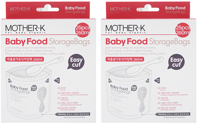 마더케이 이유식 저장팩 260ml, 25개입, 2개