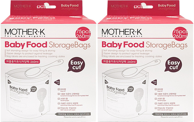 마더케이 이유식 저장팩 260ml, 75개입, 2개