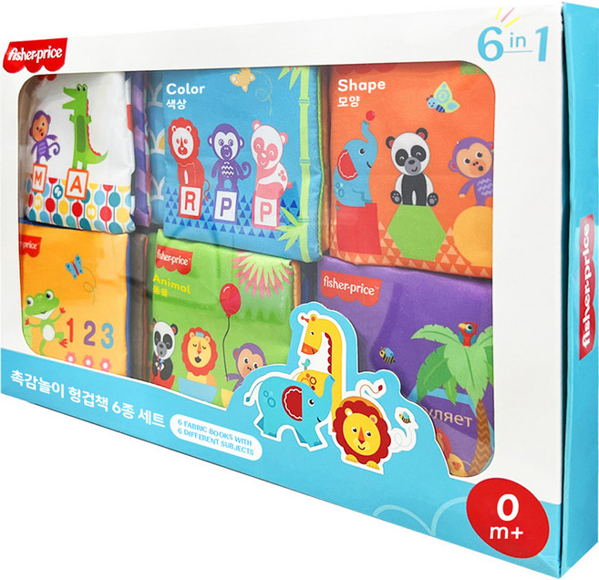 피셔프라이스 유아용 촉감놀이 헝겁책 6종 세트, 혼합색상, 1개