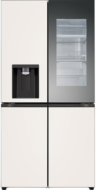 [색상선택형] LG전자 오브제 디오스 노크온 매직스페이스 얼음 정수기 냉장고 글라스 820L 방문설치, 베이지(상단), 베이지(하단), W823GBB472