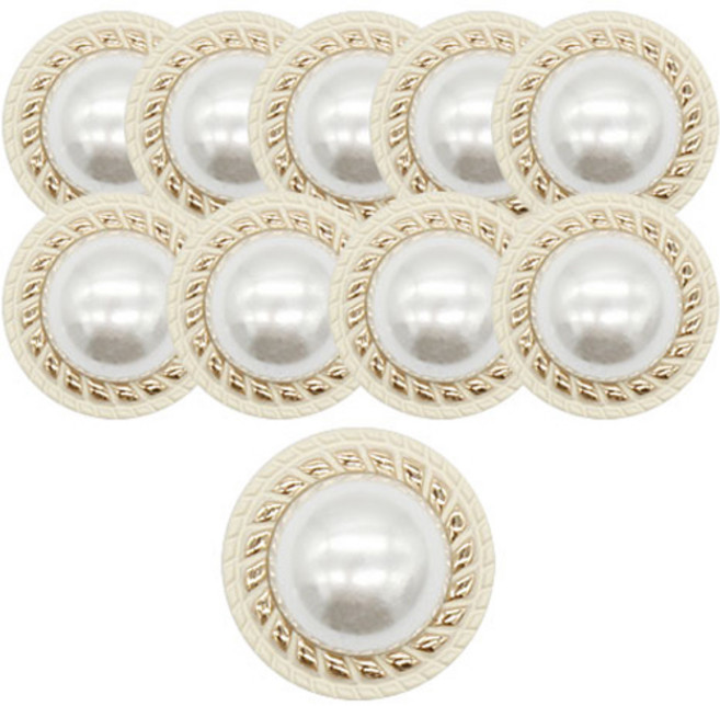 고급 정장 보석 진주 코트 단추 태양진주문장닦기2 21mm, 10개, SR골드 아이보리