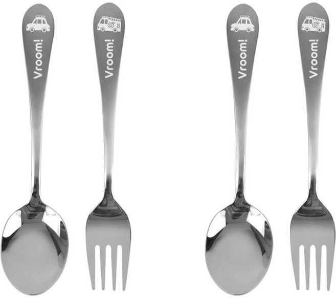 키친유 부릉부릉 아동 스푼 포크 세트, 스푼 2p + 포크 2p, 1세트