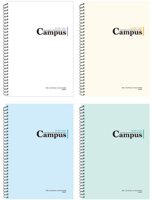 미소로 3000 A4 캠퍼스 연습장 2284 4종 세트, 화이트, 아이보리, 블루, 민트, 1세트
